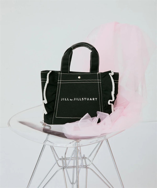 經典荷葉邊托特包 (小)(BLACK)