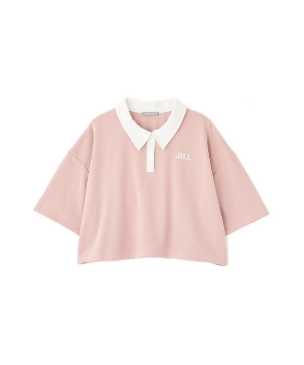 撞色 POLO 翻領短版上衣(PINK / FR)