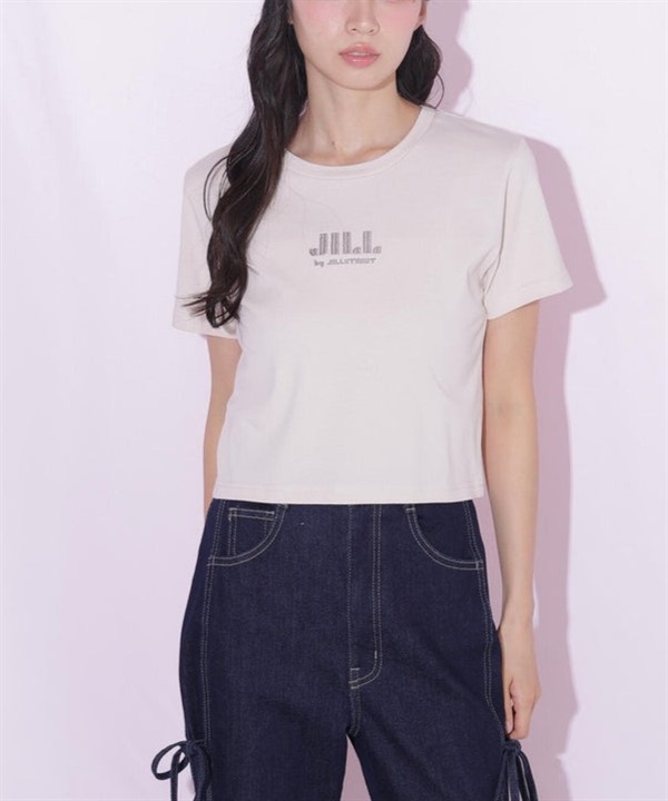短版有機棉刺繡 LOGO T 恤