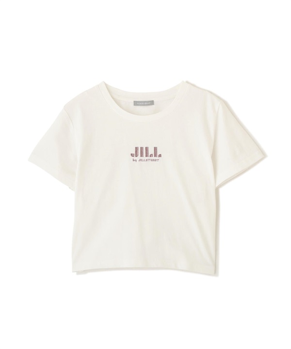 短版有機棉刺繡 LOGO T 恤(OFF WHITE / FR)