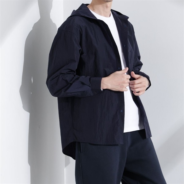NJ/CLUB 防潑水連帽襯衫(Navy/L)