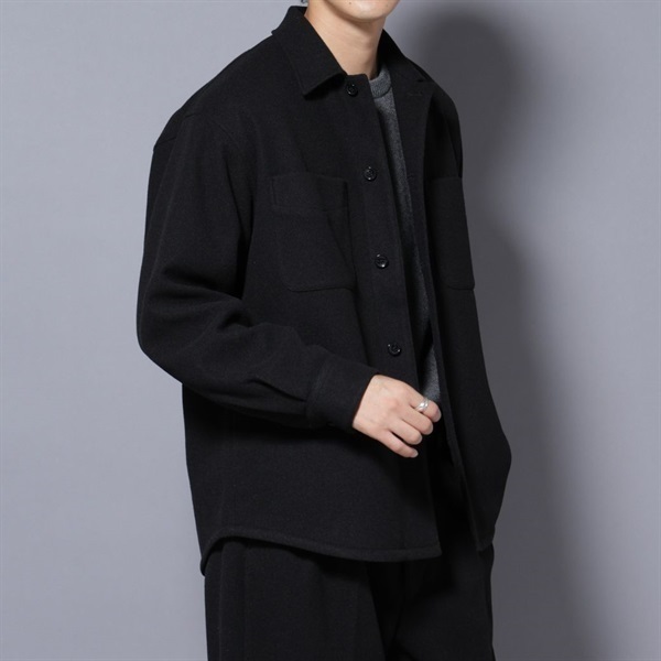 科技毛呢襯衫外套(Black/M)