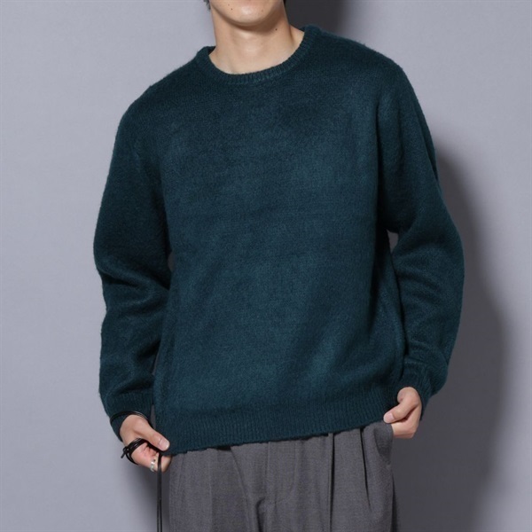 仿馬海毛針織上衣(Dark Green/L)