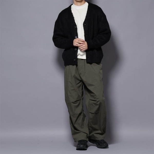 仿馬海毛針織開襟外套(Black/L)