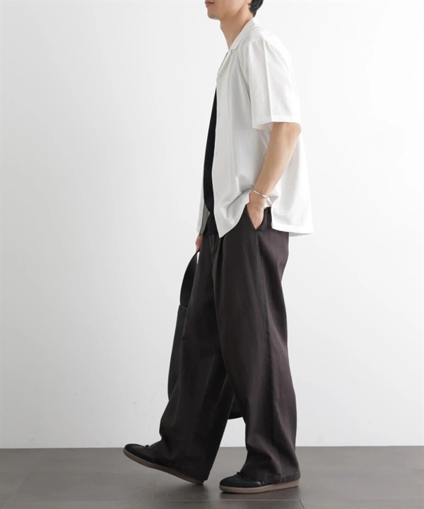絲光泡泡紗短袖襯衫(WHITE / L)