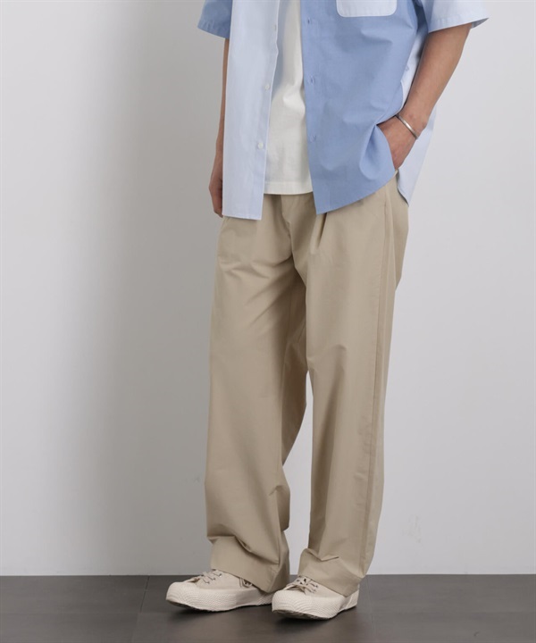 彈性寬版鬆緊休閒褲(BEIGE / M)