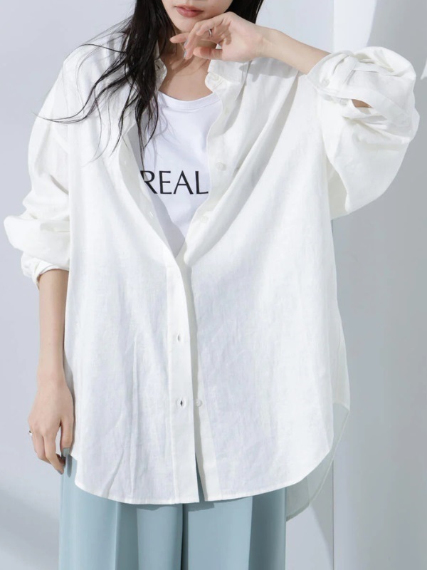 Anti Smell Linen 抗臭亞麻寬版襯衫(White/F)