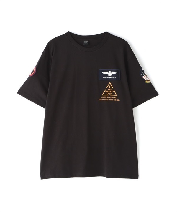 《TOP GUN》徽章印花短袖T恤(BLACK/L)