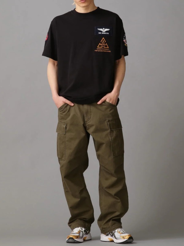 《TOP GUN》徽章印花短袖T恤(BLACK/XL)