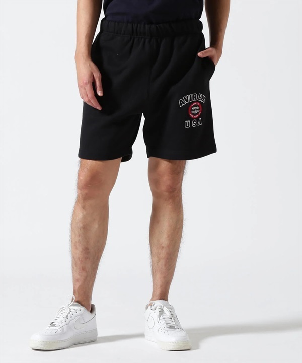 學院風 LOGO 棉質短褲(BLACK / L)