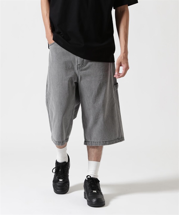 美式工裝牛仔七分褲(BLACK / XL)