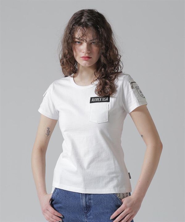 女款軍風復古短袖T恤(WHITE / M)