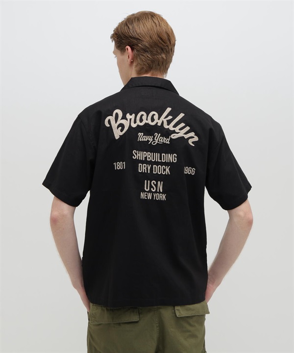Brooklyn棉麻短袖襯衫(BLACK / XL)