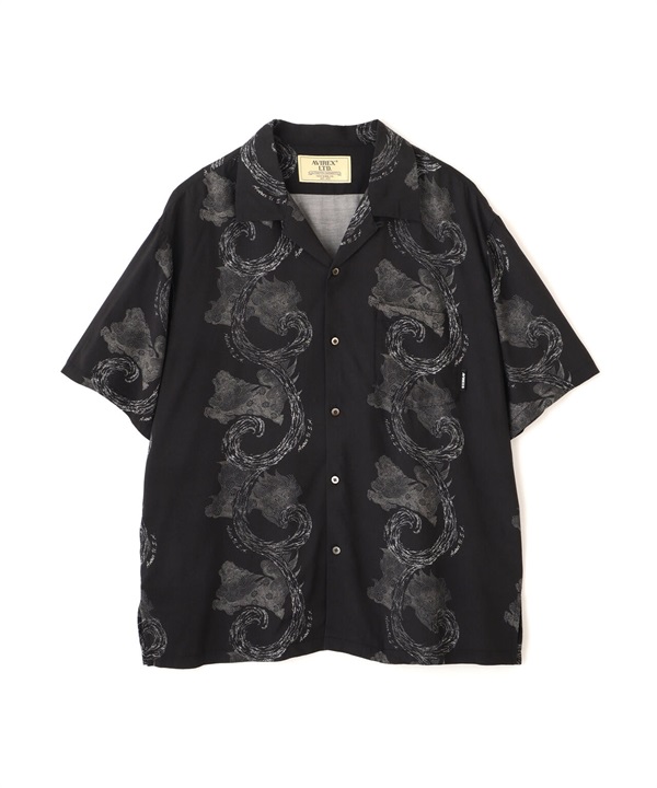 狛犬圖案夏威夷衫(BLACK / XL)