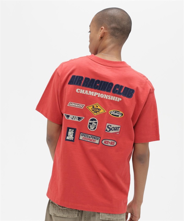 飛行布章竹節棉短袖T恤(RED / XL)