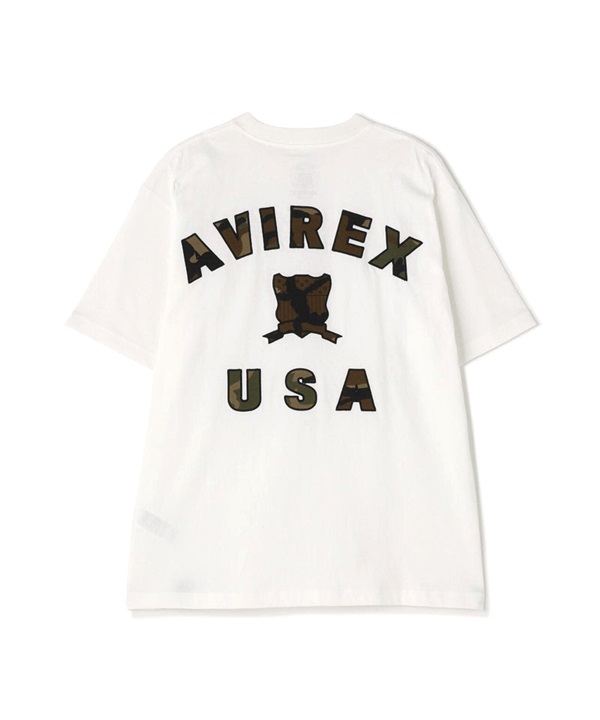 學院風迷彩拼接短袖T恤(WHITE / XL)