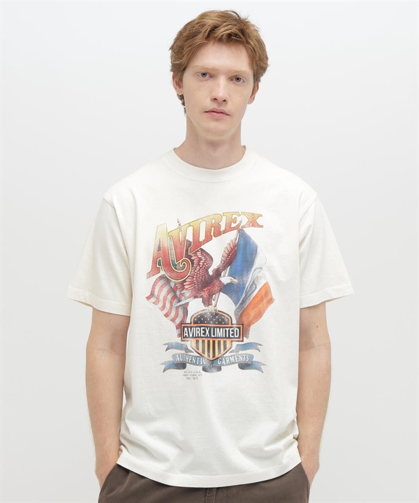 復古老鷹印花短袖T恤(OFF WHITE / M)