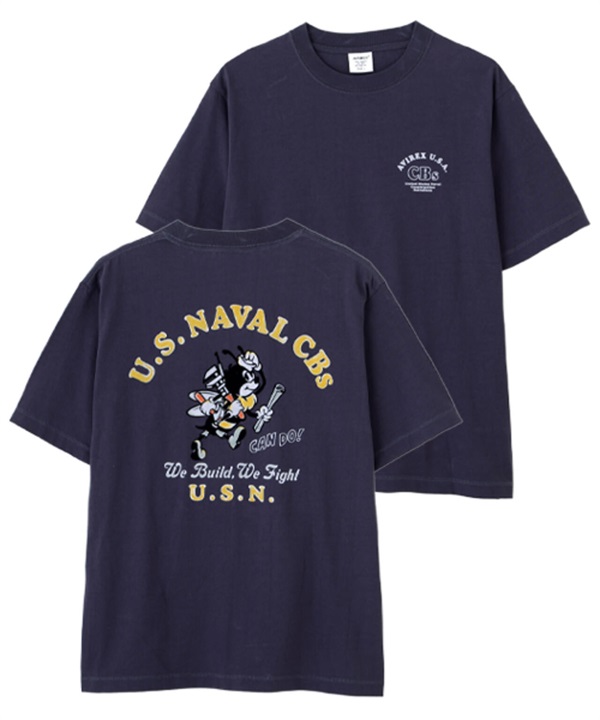 U.S. NAVAL CBs 植絨短袖 T 恤(NAVY / XL)