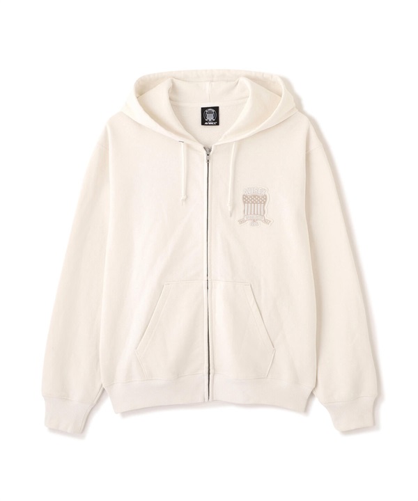經典美式校隊風拉鍊連帽外套(OFF WHITE / M)