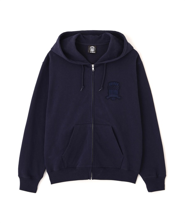 經典美式校隊風拉鍊連帽外套(NAVY	 / M)