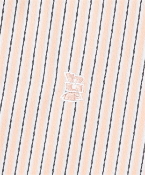 刺繡條紋短袖襯衫(PEACH / L)
