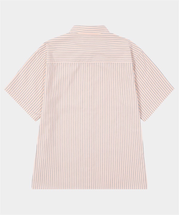 刺繡條紋短袖襯衫(PEACH / M)