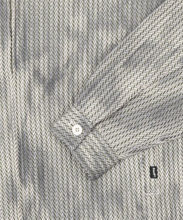 HERRINGBONE FADE 全開襟拉鍊長袖襯衫(BEIGE / L)