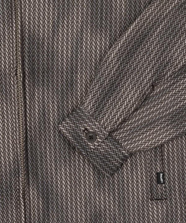 HERRINGBONE FADE 全開襟拉鍊長袖襯衫(BROWN / L)