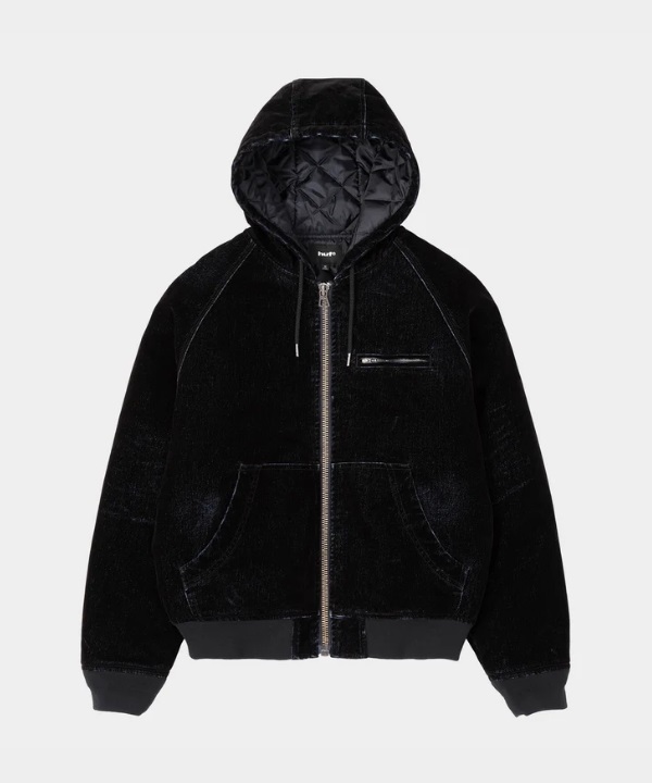 FLOCKED 植絨丹寧連帽夾克(BLACK / M)