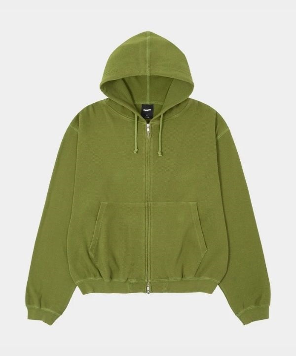 華夫格水洗拉鍊連帽外套(OLIVE / M)