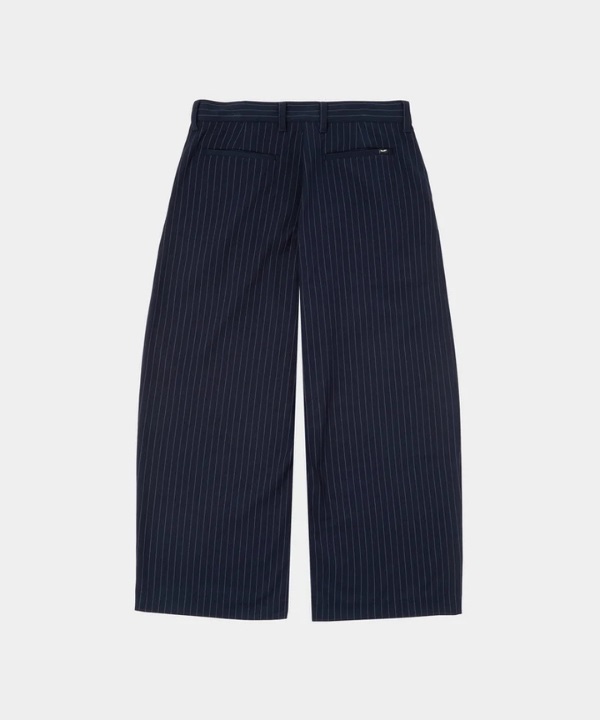 條紋雙打褶休閒西裝寬褲(NAVY / 32)