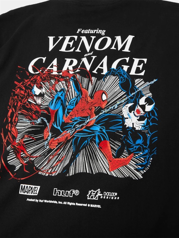 HUF × SPIDER-MAN MAXIMUM CARNAGE 聯名短袖 T 恤(BLACK / L)